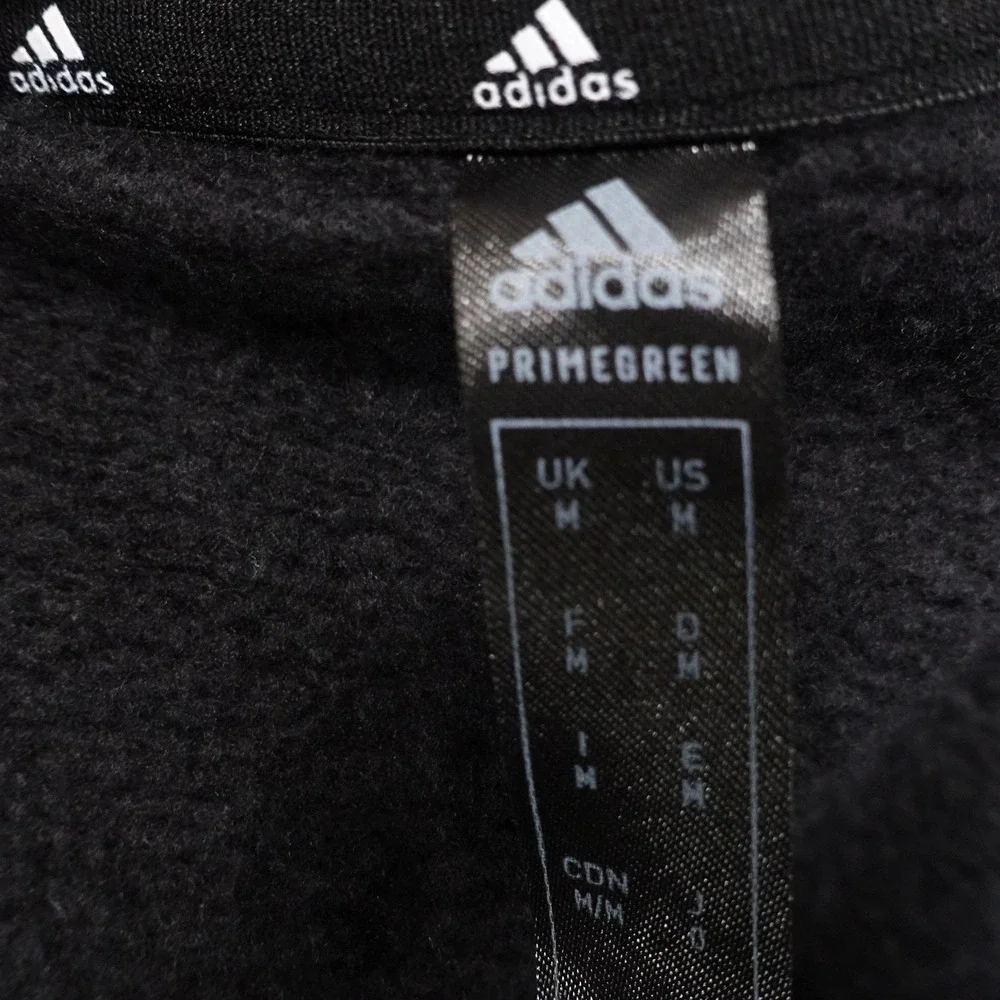 Adidas Sweatshirt Size M Black Pullover Fleece 3-Stripes Crewneck Primegreen